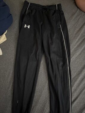 Under Armour Black Track Pants with White Piping Detail
